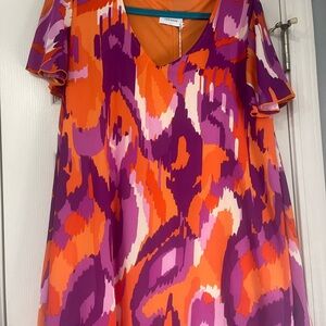 Adrienne Orange and Purple Mini Dress